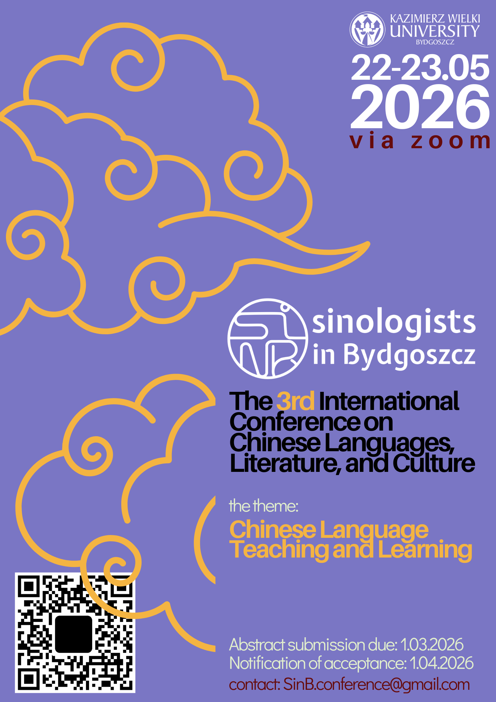 【徵稿】比得哥什漢學家學術會議：第三屆漢語語言學、華語語系文學暨華人文化國際研討會（SinB-2026）